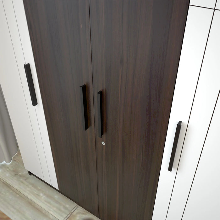 Mustang 4 Door Wardrobe 2 Tone In Dark Maple & Frosty White Colour