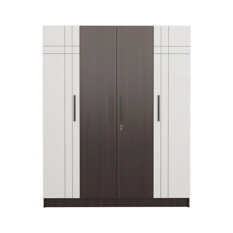 Mustang 4 Door Wardrobe 2 Tone In Frosty White & Dark Maple Colour