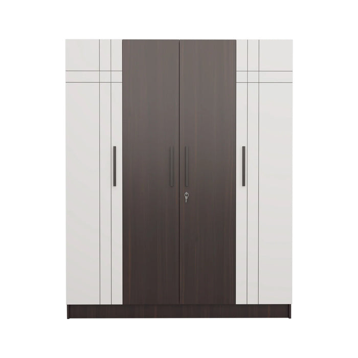 Mustang 4 Door Wardrobe 2 Tone In Dark Maple & Frosty White Colour