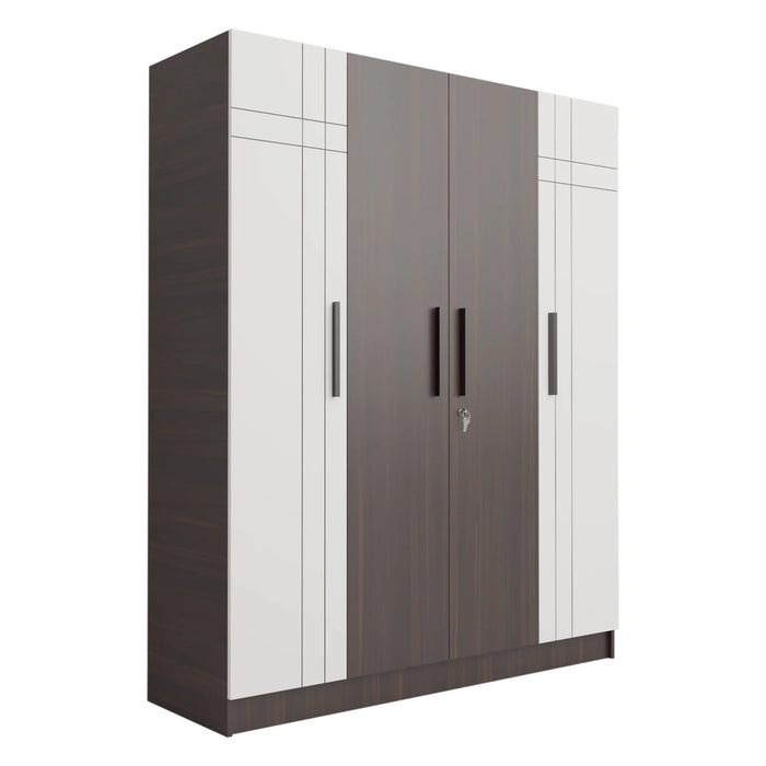 Mustang 4 Door Wardrobe 2 Tone In Dark Maple & Frosty White Colour