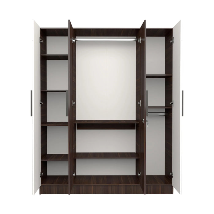 Engineered Wood 4 Door Wardrobe (Finish Color - Maple, Knock Down)