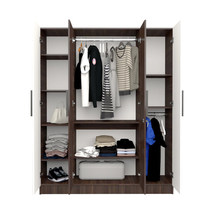 Engineered Wood 4 Door Wardrobe (Finish Color - Maple, Knock Down)