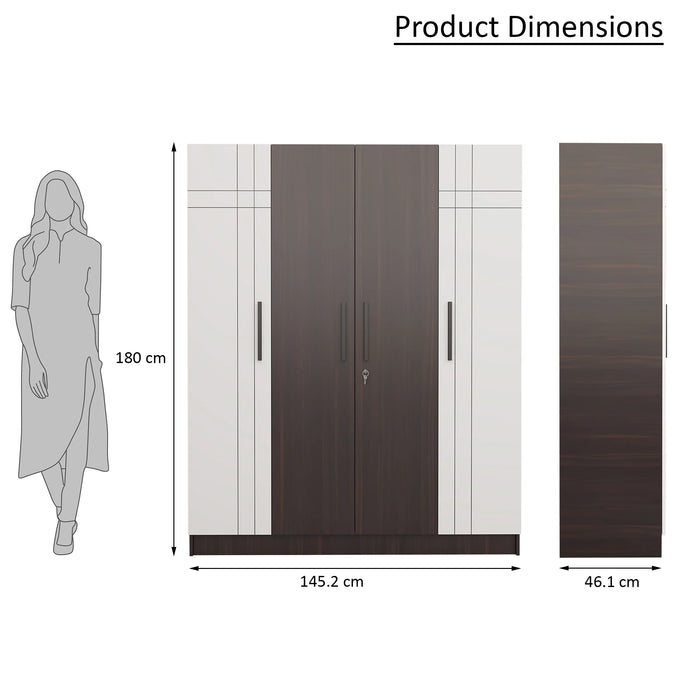 Mustang 4 Door Wardrobe 2 Tone In Dark Maple & Frosty White Colour