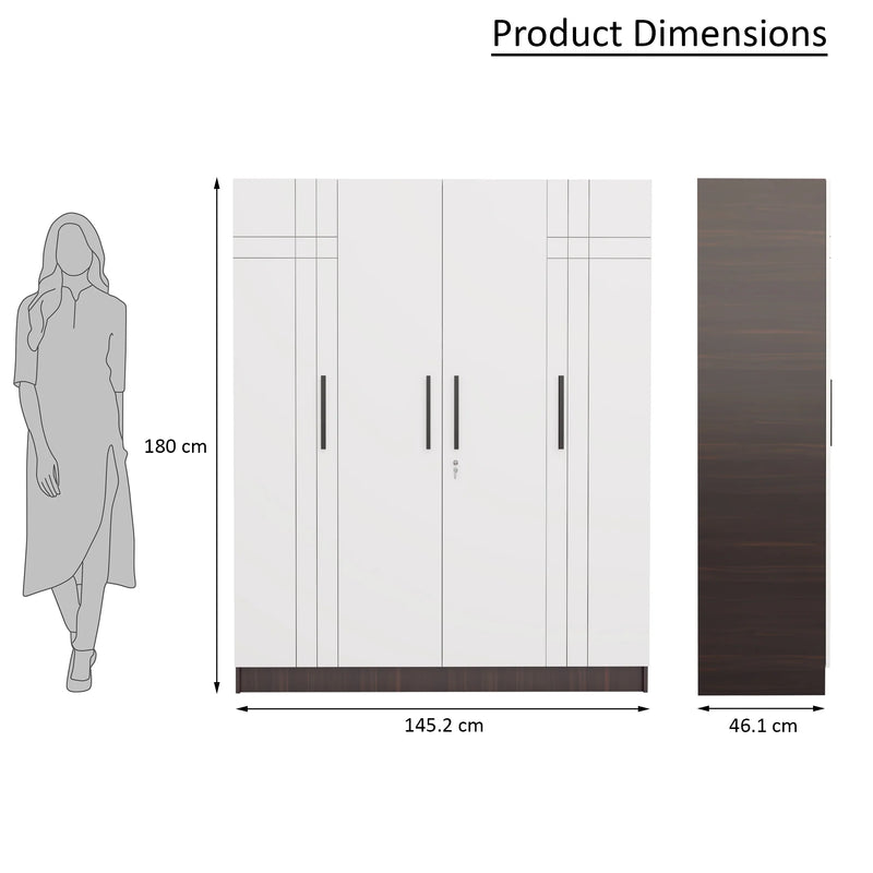 Mustang 4 Door Wardrobe 2 Tone In Dark Maple & Frosty White Colour
