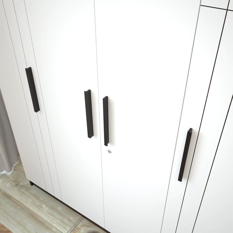 Mustang 4 Door Wardrobe 2 Tone In Dark Maple & Frosty White Colour