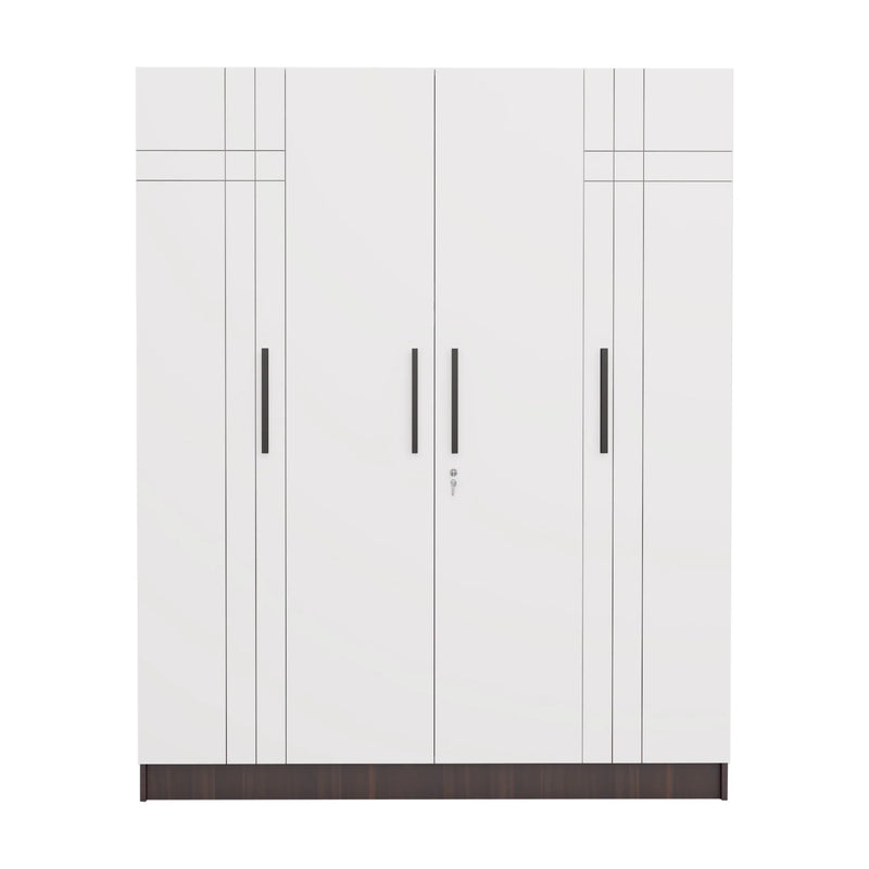 Mustang 4 Door Wardrobe 2 Tone In Dark Maple & Frosty White Colour