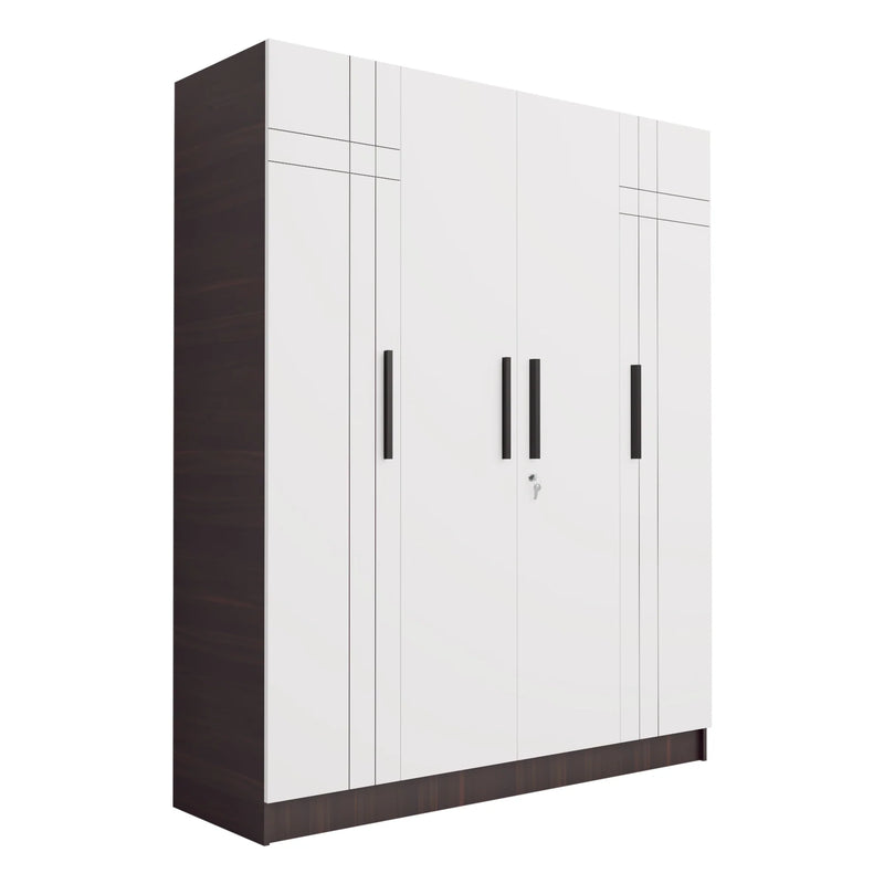 Mustang 4 Door Wardrobe 2 Tone In Dark Maple & Frosty White Colour