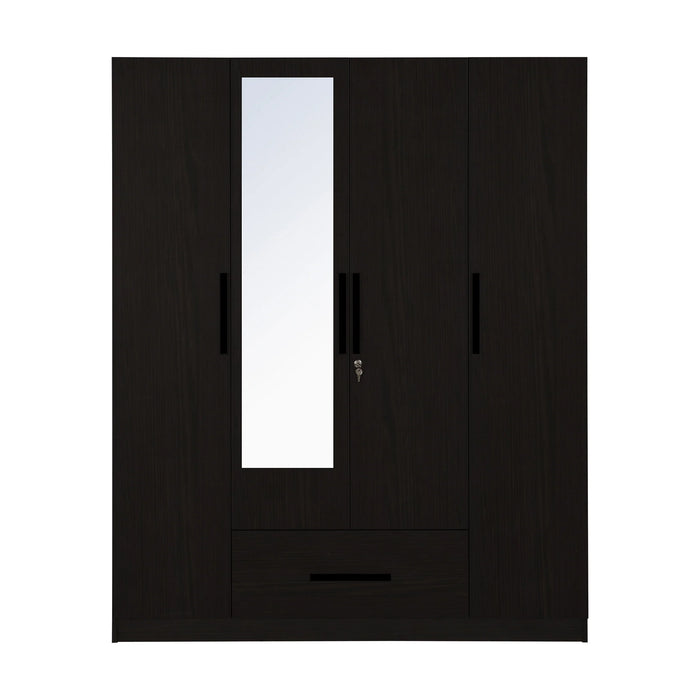 Mustang 4 Door Wardrobe With Drawer & With Mirror In Dark Wenge Colour