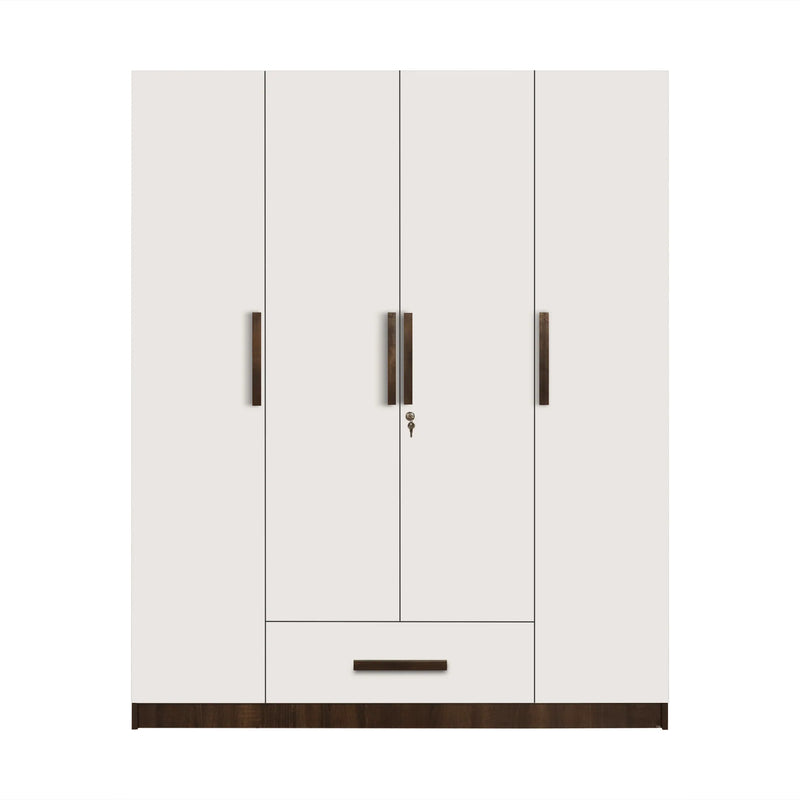 Ozone Engineered Wood 4 Door Wardrobe (Finish Color - Baton Oak Two Tone, Knock Down)