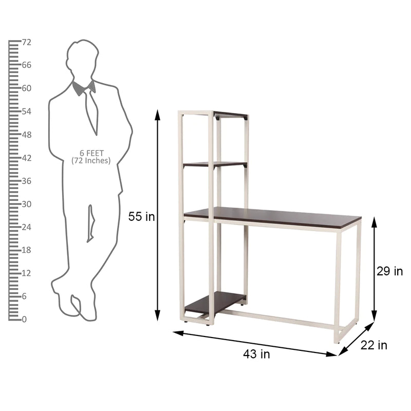 Perth Engineered Wood Study Table Walnut & White Finish