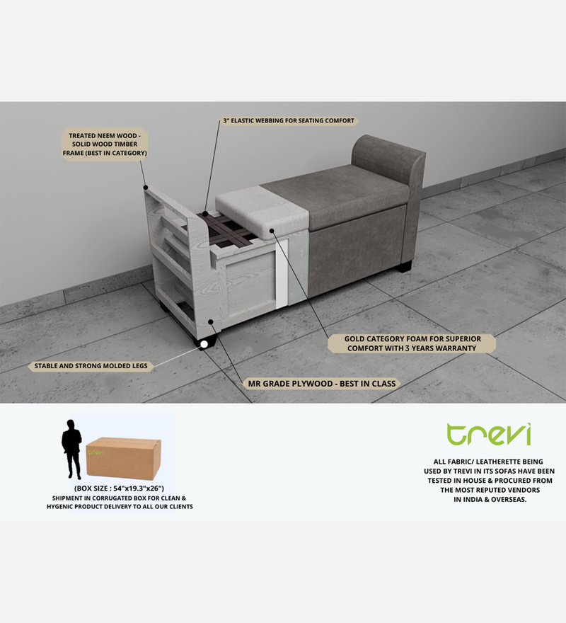 Polo Storage Bench in fabric / Leatherette finish