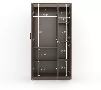 Calypso Engineered Wood 3 Door Wardrobe (Finish Color - Spiced Acacia, Knock Down)