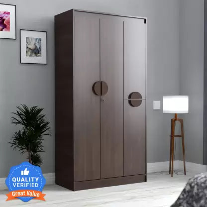 Calypso Engineered Wood 3 Door Wardrobe (Finish Color - Spiced Acacia, Knock Down)